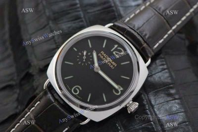 Swiss Grade Copy Padiomir Panerai Watch Stainless Steel Case Black Leather Strap
